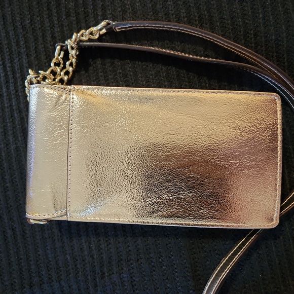 NWOT KATE SPADE Italian Pebble Leather Metallic Gold Crossbody Phone Bag - Picture 6 of 15